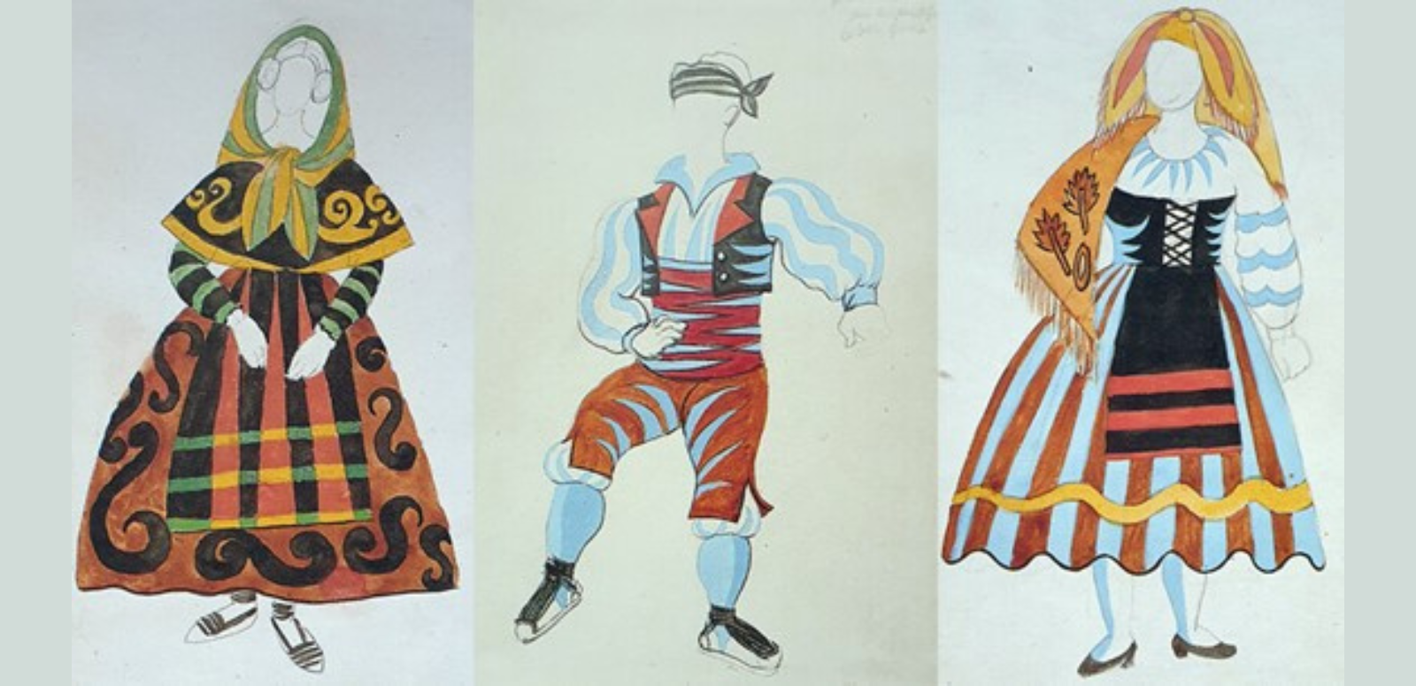 Bocetos de vestuario de Pablo Picasso para la obra Sombrero de Tres Picos 