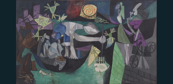 Pablo Picasso, `Pesca nocturna en Antibes´, 1939. Óleo sobre lienzo (205.8 x 345.4 cm). Museo de Arte Moderno. MoMA, Nueva York.