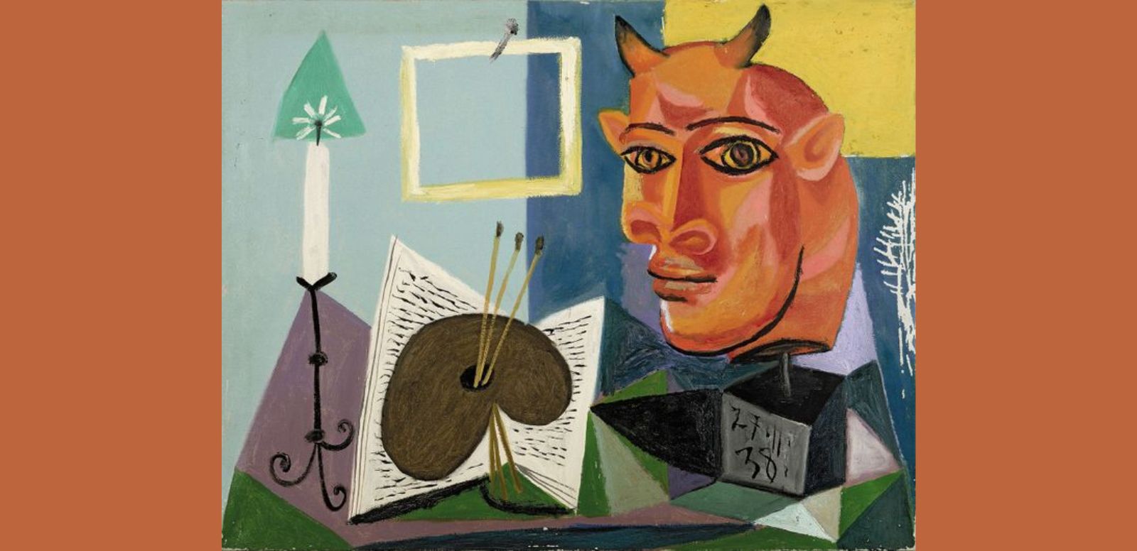 Pablo Picasso, "Bodegón con minotauro y paleta", 1938. 