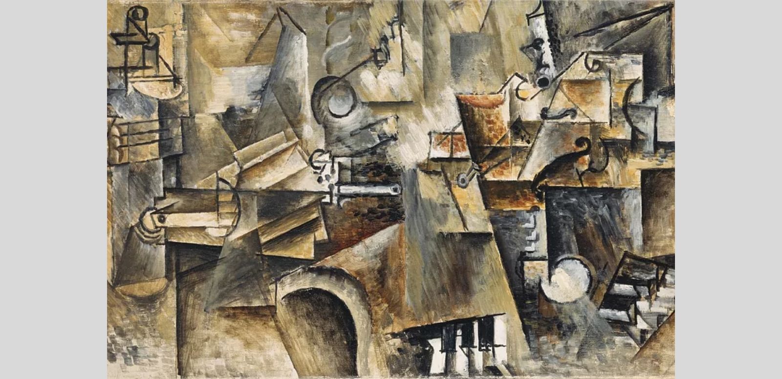 Pablo Picasso, "Naturaleza muerta sobre un piano", 1911-1912