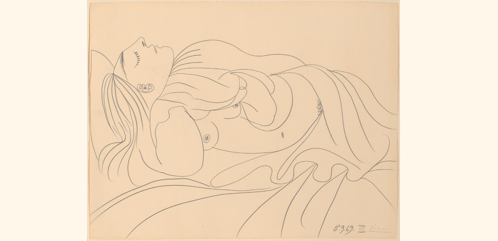 Pablo Picasso. Desnudo recostado (Mujer dormida), 5 de septiembre de 1969.