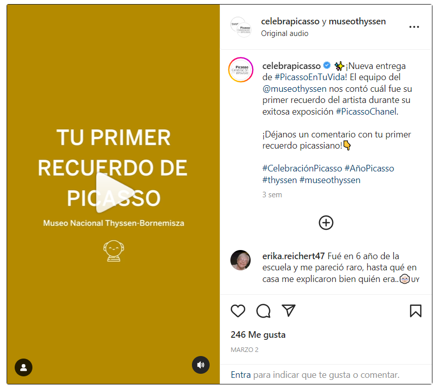 Portada de la publicación en INstagram de @celebrapicasso